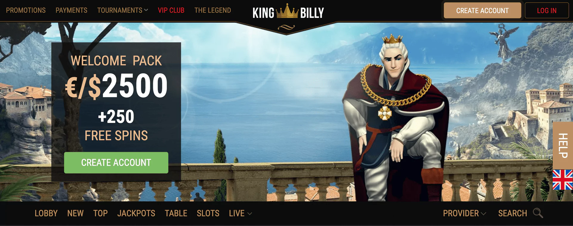 Main page at King Billy