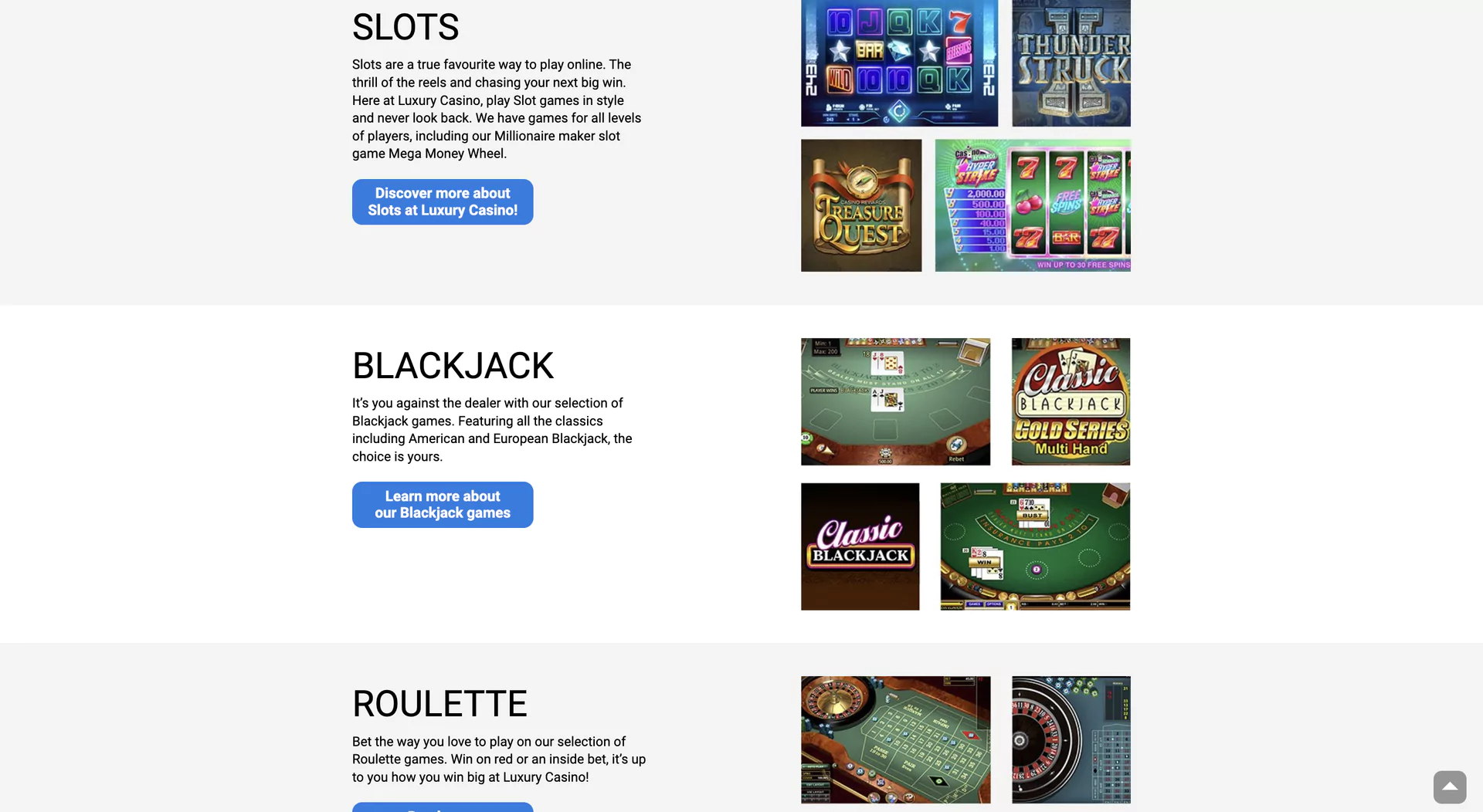 Games at Luxury Casino