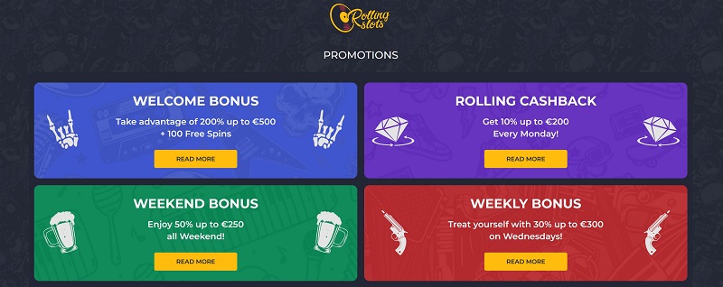 Rolling Slots Casino Bonuses