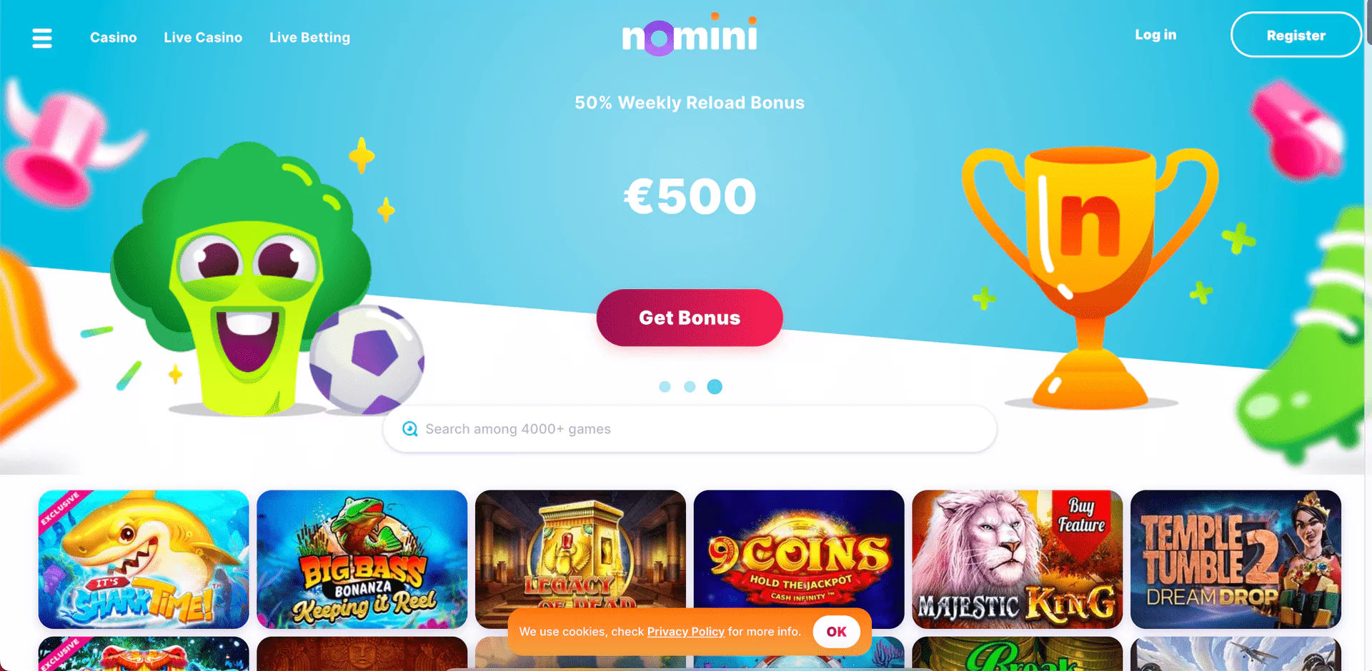 Screenshot of the Nomini Casino