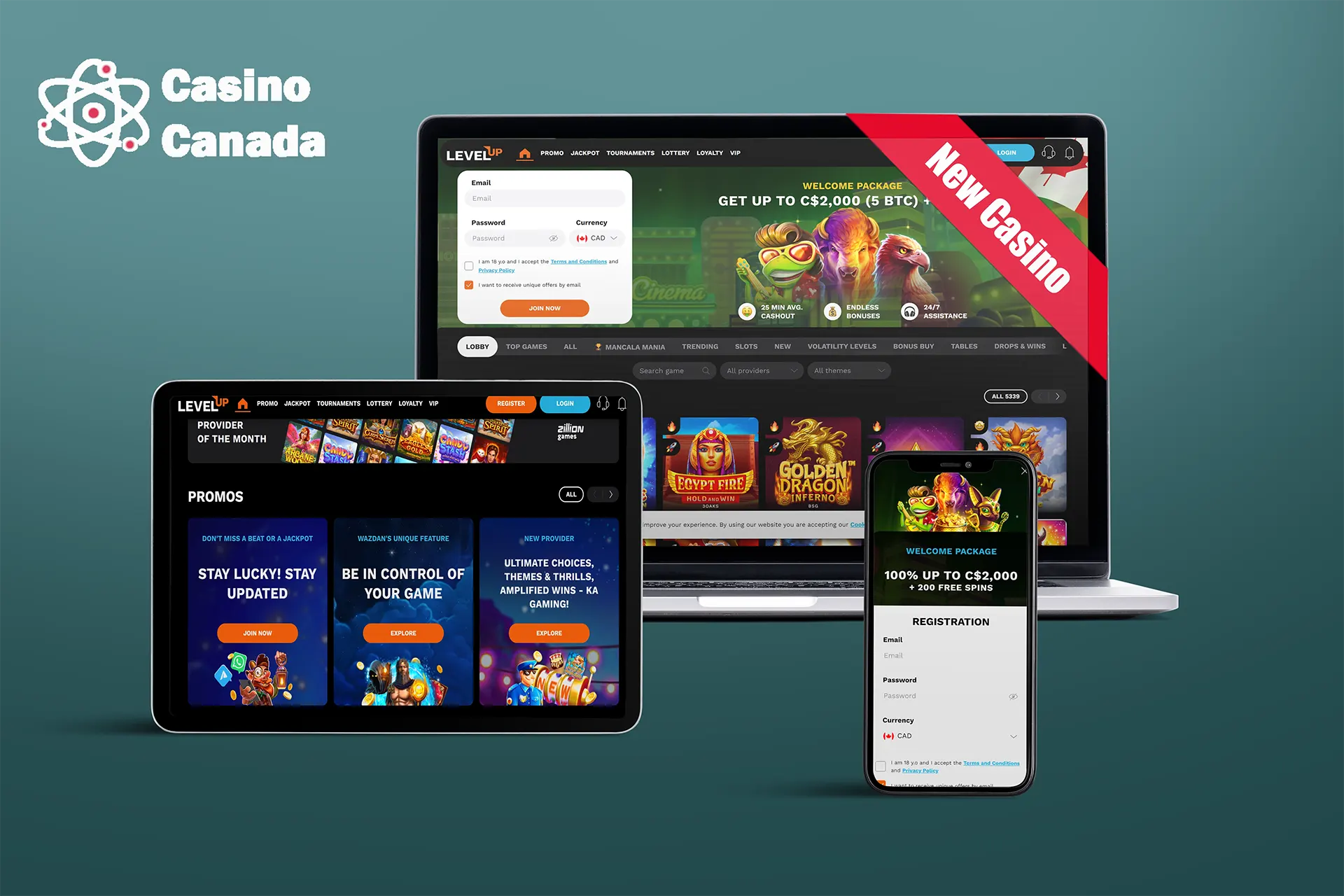 Screenshots of the LevelUp New Casino