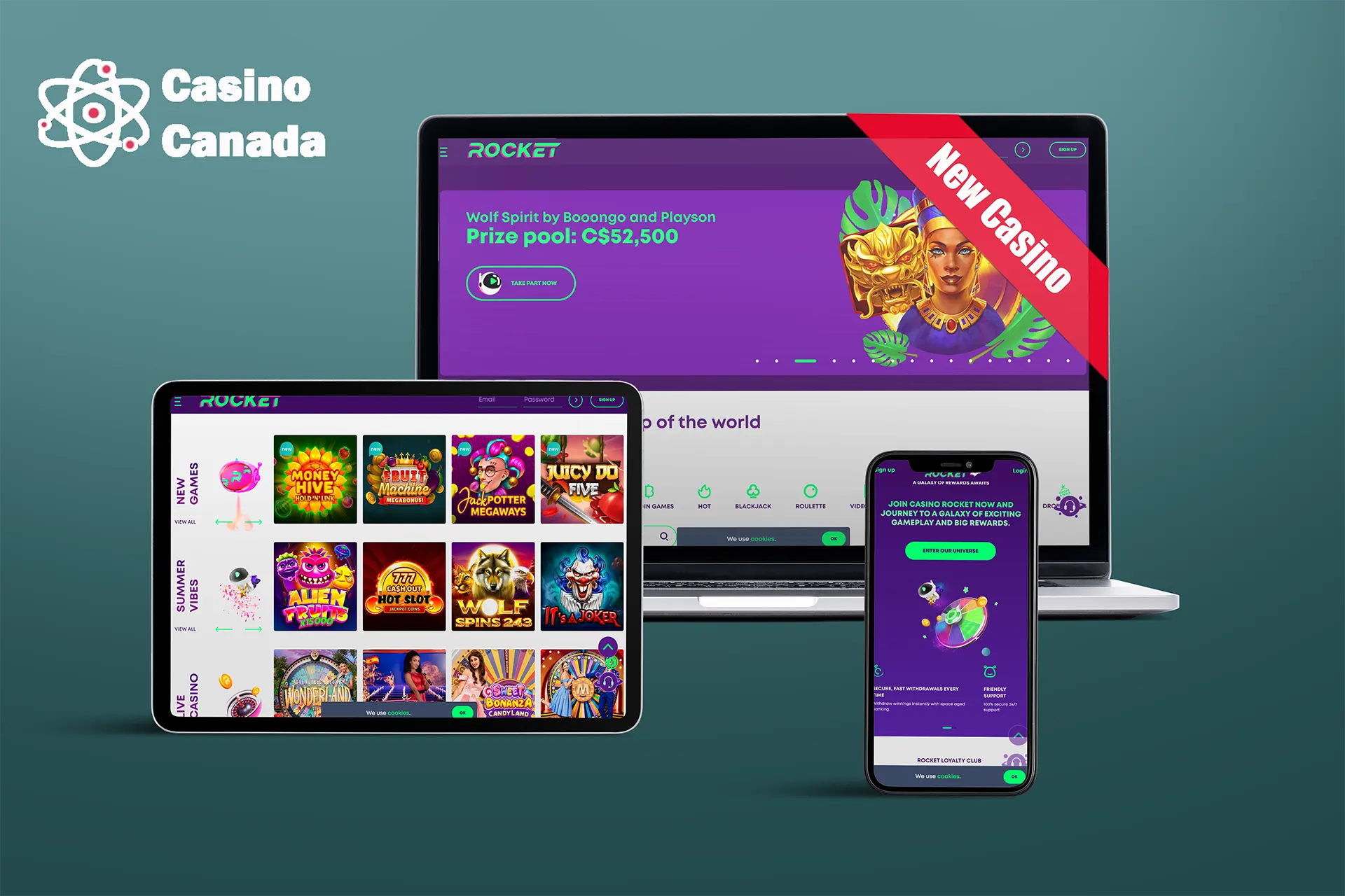 Screenshots of the Rocket New Casino
