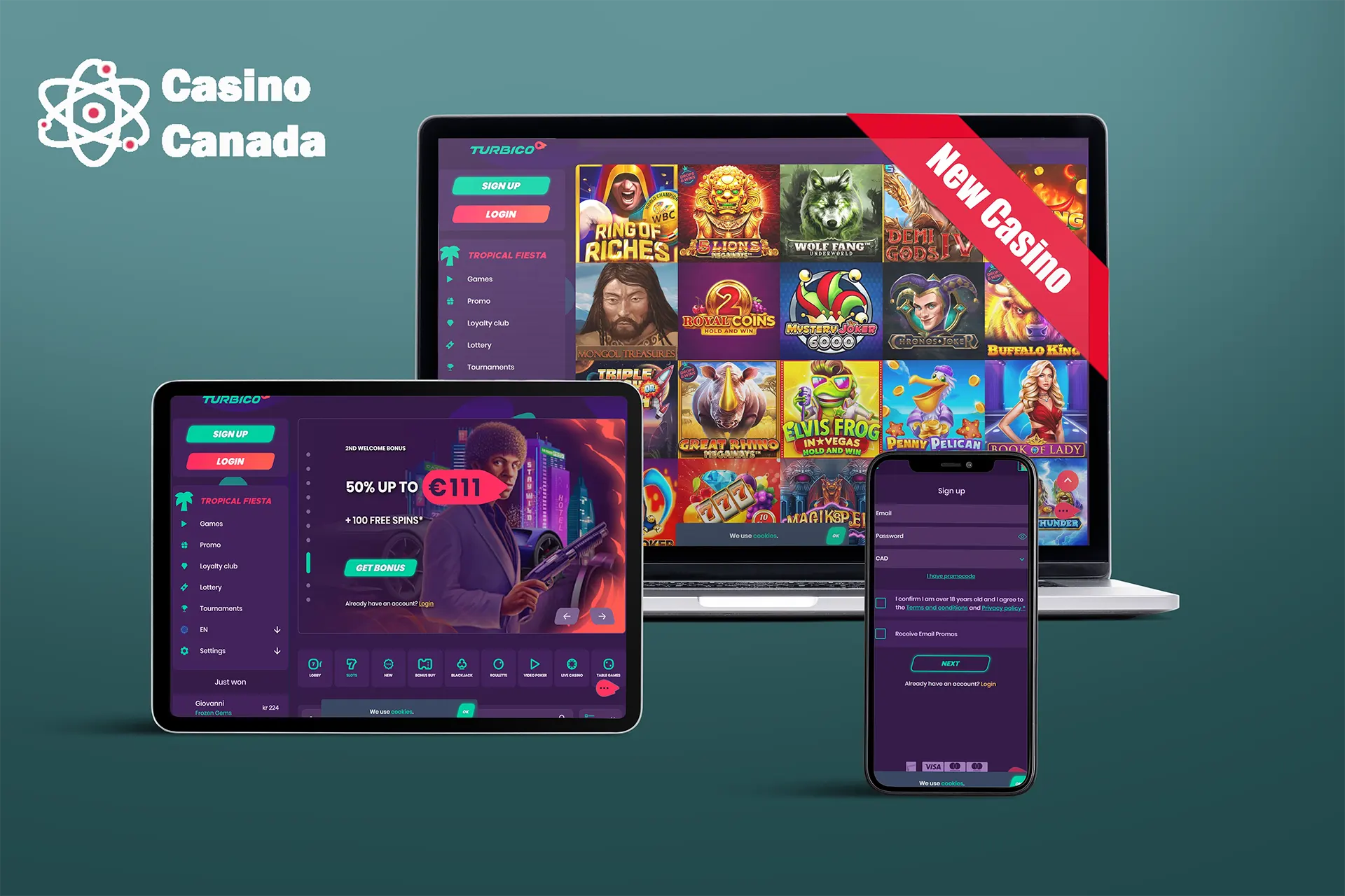 Screenshots of the Turbico New Casino